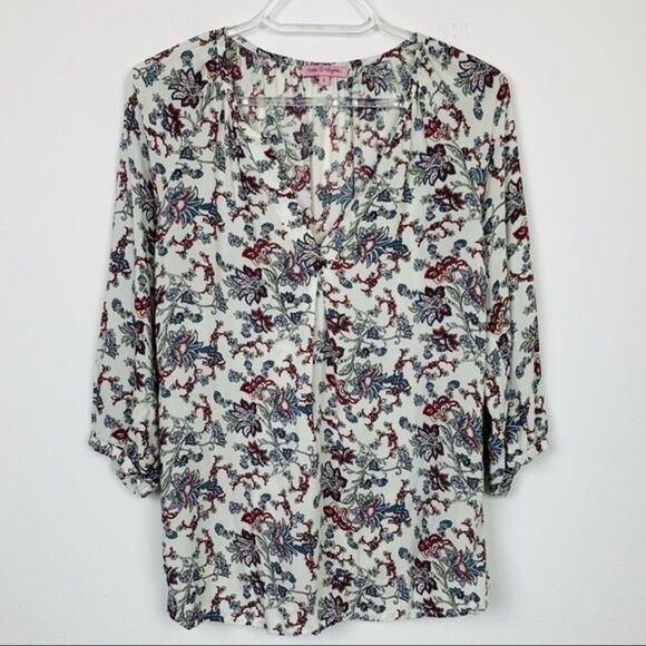 Rose & Rhyme Blouse 3/4 Length Sleeves Floral - Picture 2 of 7